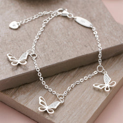 CZ Open Wings Butterfly Bracelet Sterling Silver Bracelet