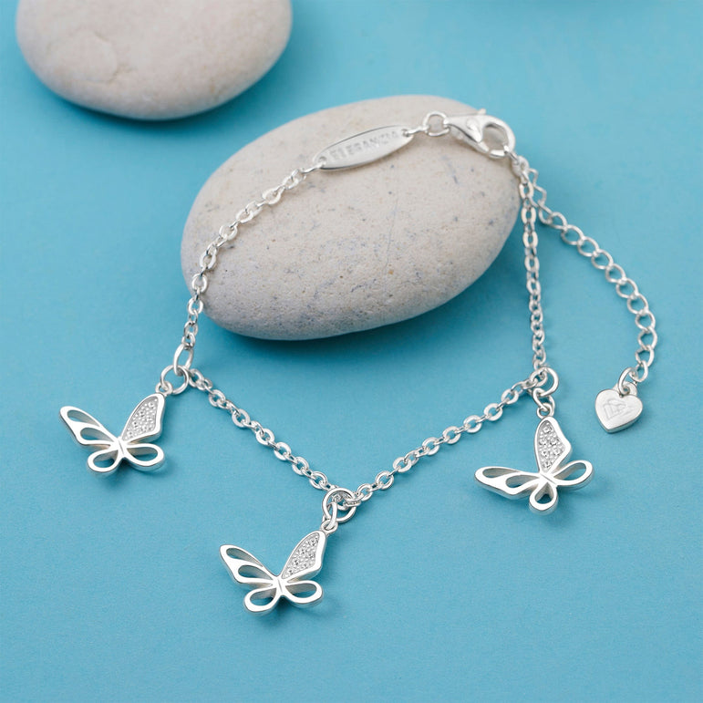 CZ Open Wings Butterfly Bracelet Sterling Silver Bracelet