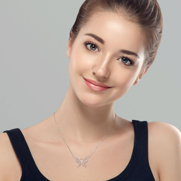 Butterfly Necklace Sterling Silver Pendant Necklace