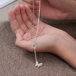 CZ Butterfly Lariat Necklace Sterling Silver Y Necklace