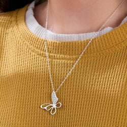 CZ Open Wings Butterfly Silver Necklace Necklaces