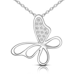 CZ Open Wings Butterfly Silver Necklace Necklaces