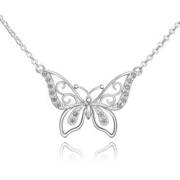 Butterfly Necklace Sterling Silver Pendant Necklace