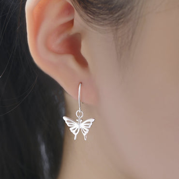 Classic Silver Butterfly Dangling Earrings Drop Earrings