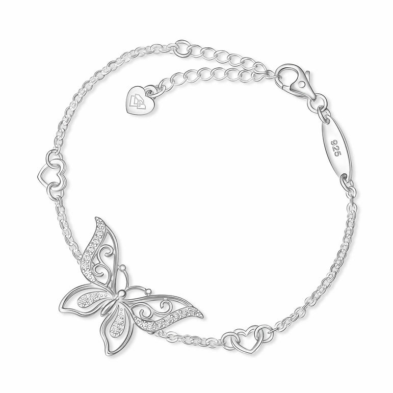 CZ Butterfly Bracelet Silver Chain Bracelet Bracelet