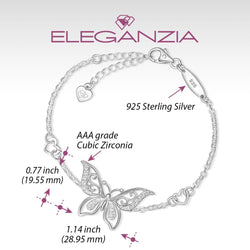 CZ Butterfly Bracelet Silver Chain Bracelet Bracelet