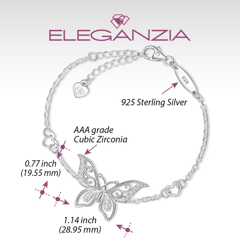 CZ Butterfly Bracelet Silver Chain Bracelet Bracelet
