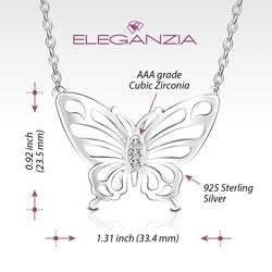 Simple CZ Butterfly Silver Necklace Pendant Necklace