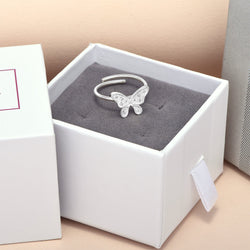 Dazzling CZ Butterfly Sterling Silver Ring Adjustable Ring