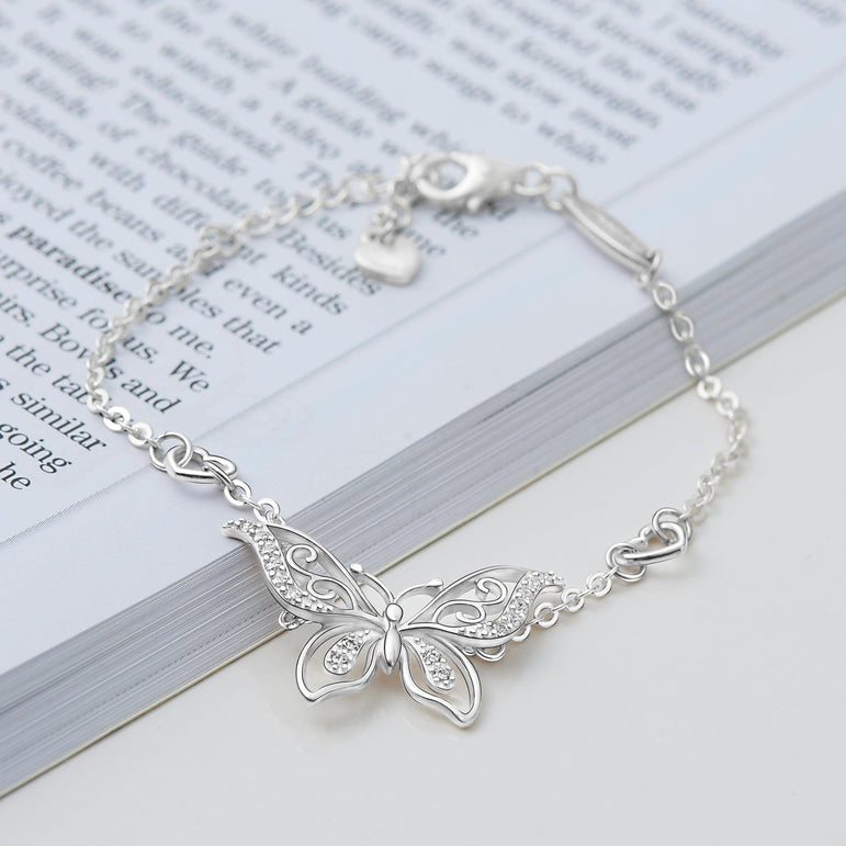 CZ Butterfly Bracelet Silver Chain Bracelet Bracelet