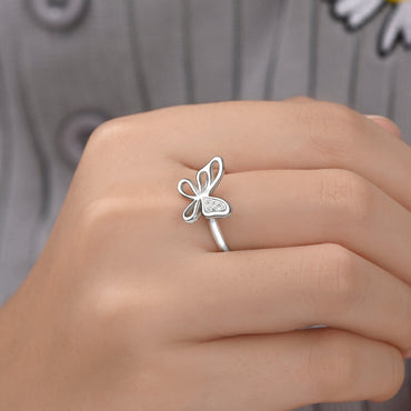 CZ Open Wings Butterfly Sterling Silver Ring Ring