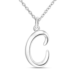 Cursive Letter Necklace Sterling Silver, 26 Alphabets Pendant Necklace