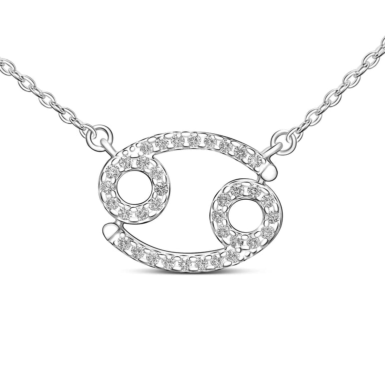 Cancer Zodiac Necklace Silver Constellation Horoscope Pendant Necklace