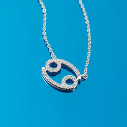 Cancer Zodiac Necklace Silver Constellation Horoscope Pendant Necklace