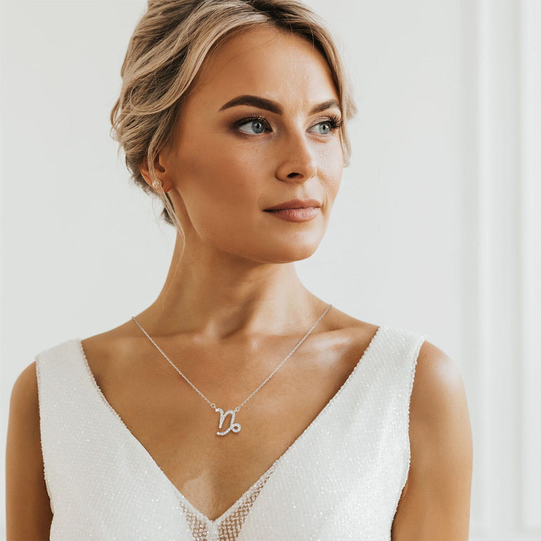 Capricorn Zodiac Necklace Silver Constellation Horoscope Pendant Necklace