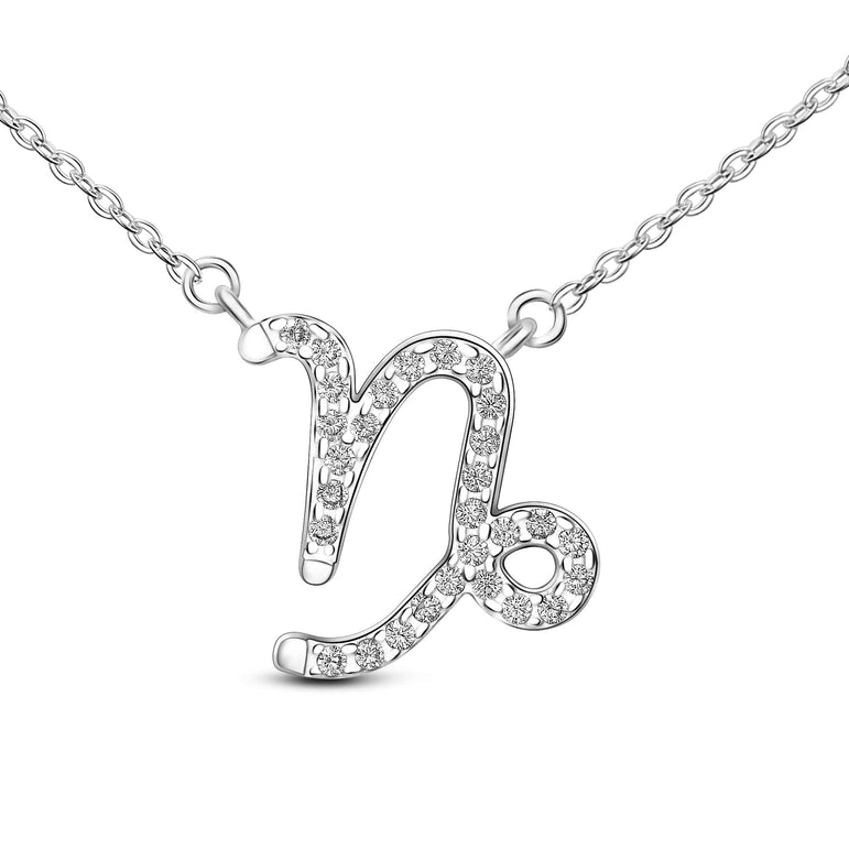 Capricorn Zodiac Necklace Silver Constellation Horoscope Pendant Necklace High Polished