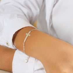 Classic Sideways Cross Bracelet Sterling Silver Bracelet