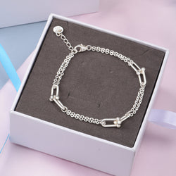 U Link Bracelet Mix Chain Bracelet Silver Bracelet