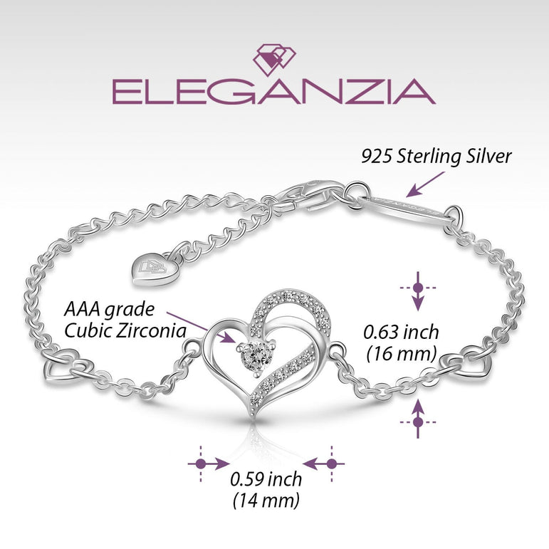 Eternity Double Heart Bracelet Sterling Silver Bracelet