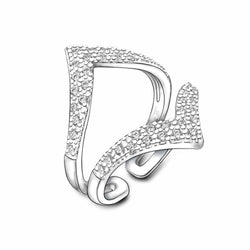 Chevron Ring Double CZ V Shape Ring Silver Adjustable Adjustable Ring
