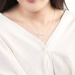Classic Sideways Cross Necklace Sterling Silver Pendant Necklace