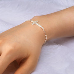 Classic Sideways Cross Bracelet Sterling Silver Bracelet