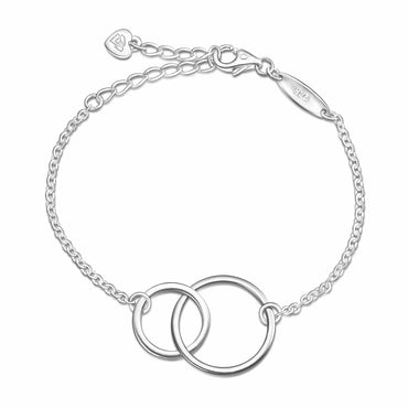 Minimalist Interlocking Circle Bracelet Sterling Silver Bracelets