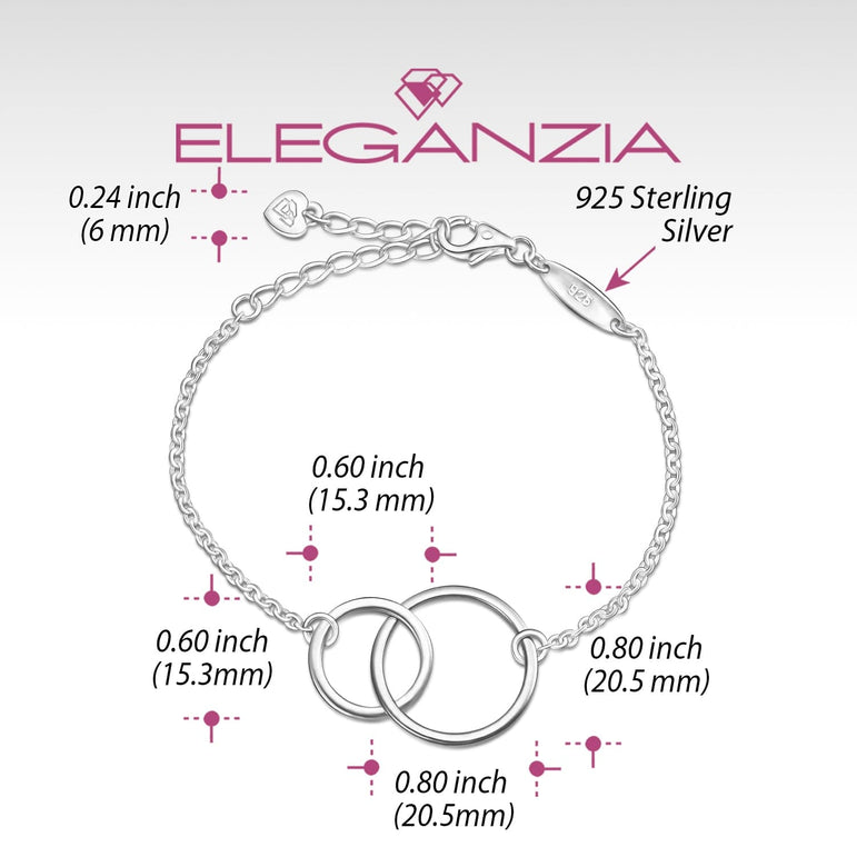 Minimalist Interlocking Circle Bracelet Sterling Silver Bracelets