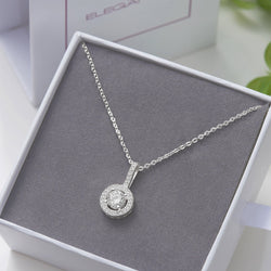 Classic CZ Drop Pendant Necklaces Sterling Silver Pendant Necklace