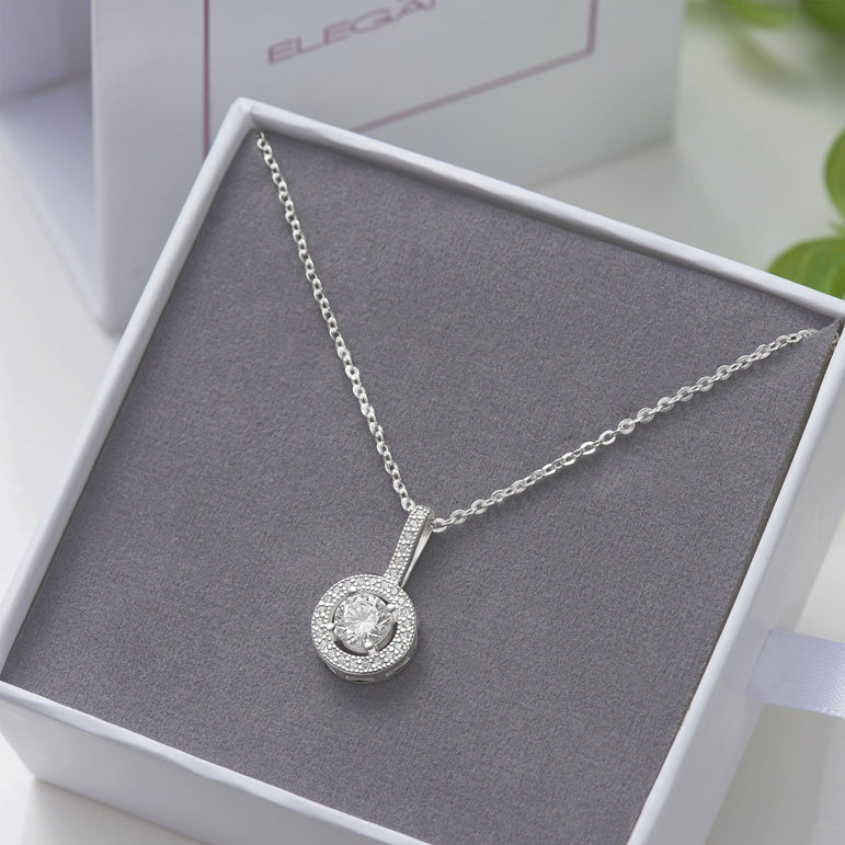 Classic CZ Drop Pendant Necklaces Sterling Silver Pendant Necklace