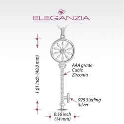 Circle Compass Key Necklace Silver Pendant Necklace