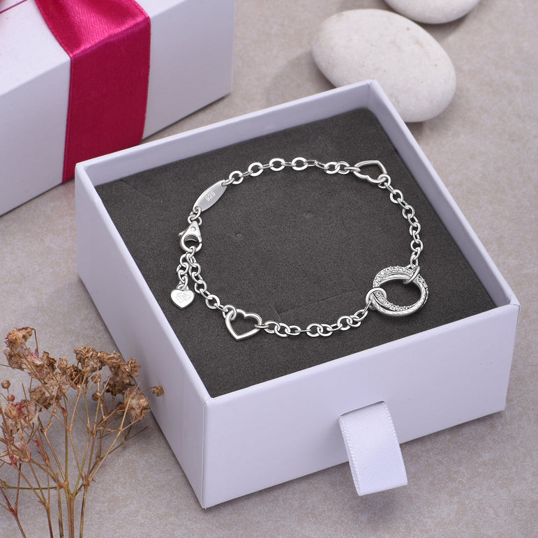 Interlocking Circle Mother Daughter Bracelet Silver Bracelet