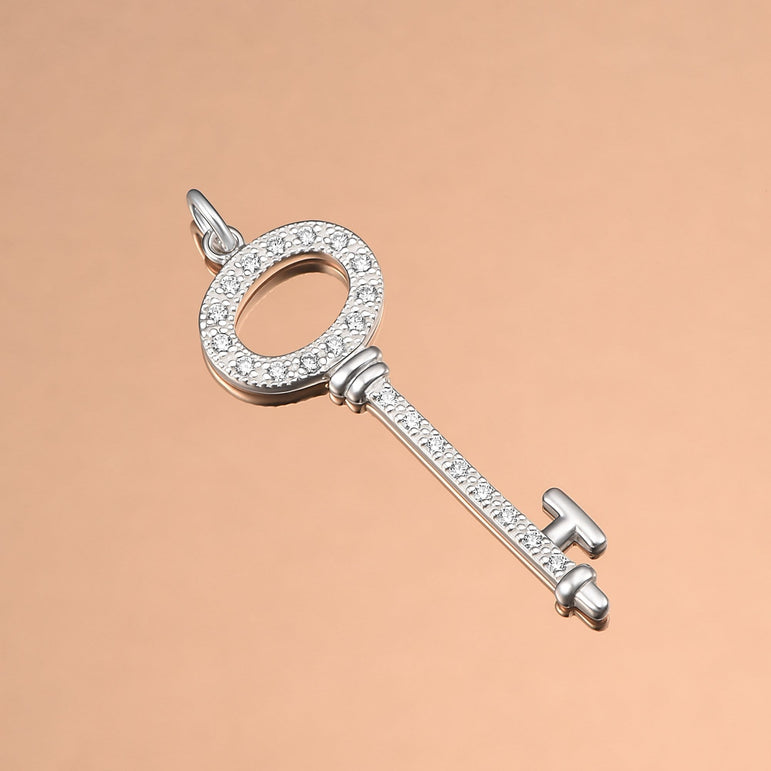 Open Circle Key Sterling Silver Pendant Pendant