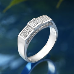 Sterling Silver Princess Cut Engagement Rings for Men Promise Ring