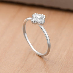 CZ Lucky Clover Silver Stackable Ring Stacking Ring