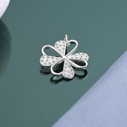 Lucky Infinity Heart Four Leaf Clover Pendant Silver Pendant