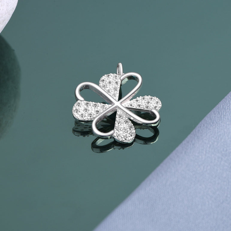 Lucky Infinity Heart Four Leaf Clover Pendant Silver Pendant