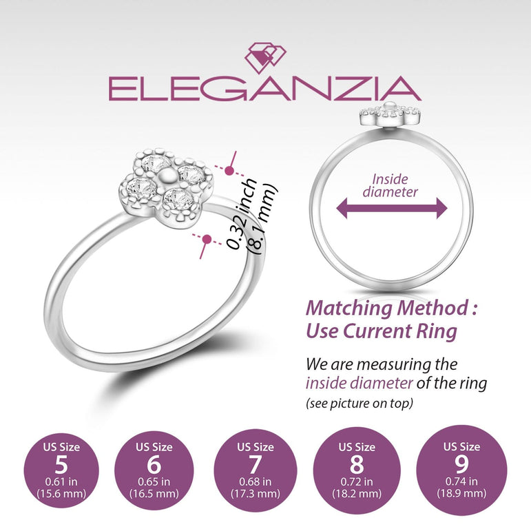 CZ Lucky Clover Silver Stackable Ring Ring