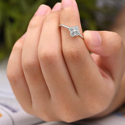 CZ Lucky Clover Silver Stackable Ring Stacking Ring