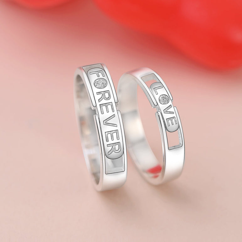 Destined to Be Loved Silver Couple Rings Set Couple Ring