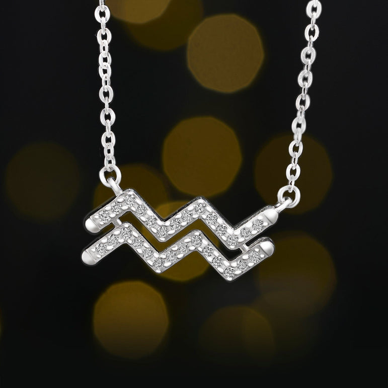 Aquarius Zodiac Necklace Silver Astrology Constellation Necklace Horoscope Jewels Pendant Necklace