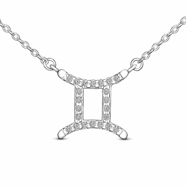 Gemini Zodiac Necklace Silver Constellation Horoscope Pendant Necklace
