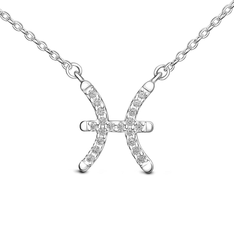 Pisces Zodiac Necklace Silver Constellation Horoscope Pendant Necklace