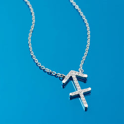 Sagittarius Zodiac Necklace Silver Constellation Horoscope Pendant Necklace