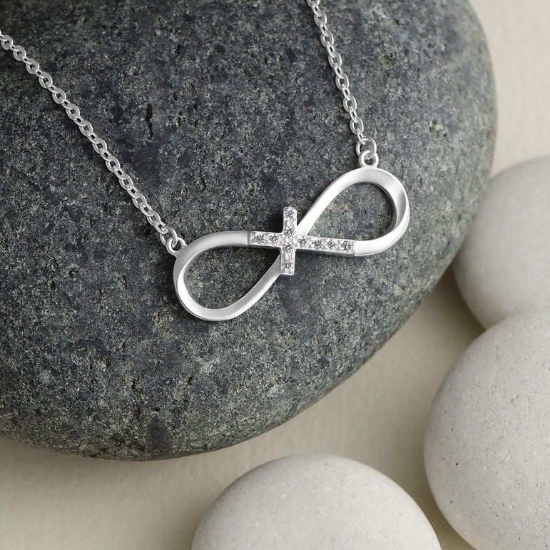 Infinity Cross Necklace Sterling Silver Pendant Necklace
