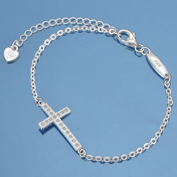 Classic Sideways Cross Bracelet Sterling Silver Bracelet