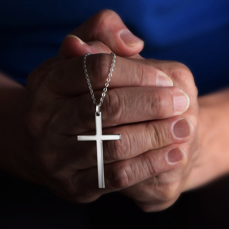 Christian Cross Pendant For Men Sterling Silver Pendant