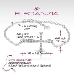CZ Sideways Cross Bracelet Sterling Silver Bracelet