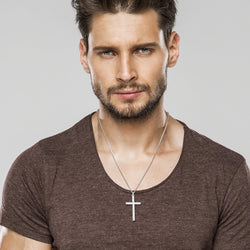 Christian Cross Pendant For Men Sterling Silver Pendant