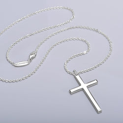 Christian Cross Necklaces For Men Sterling Silver Long Necklaces Pendant + Chain